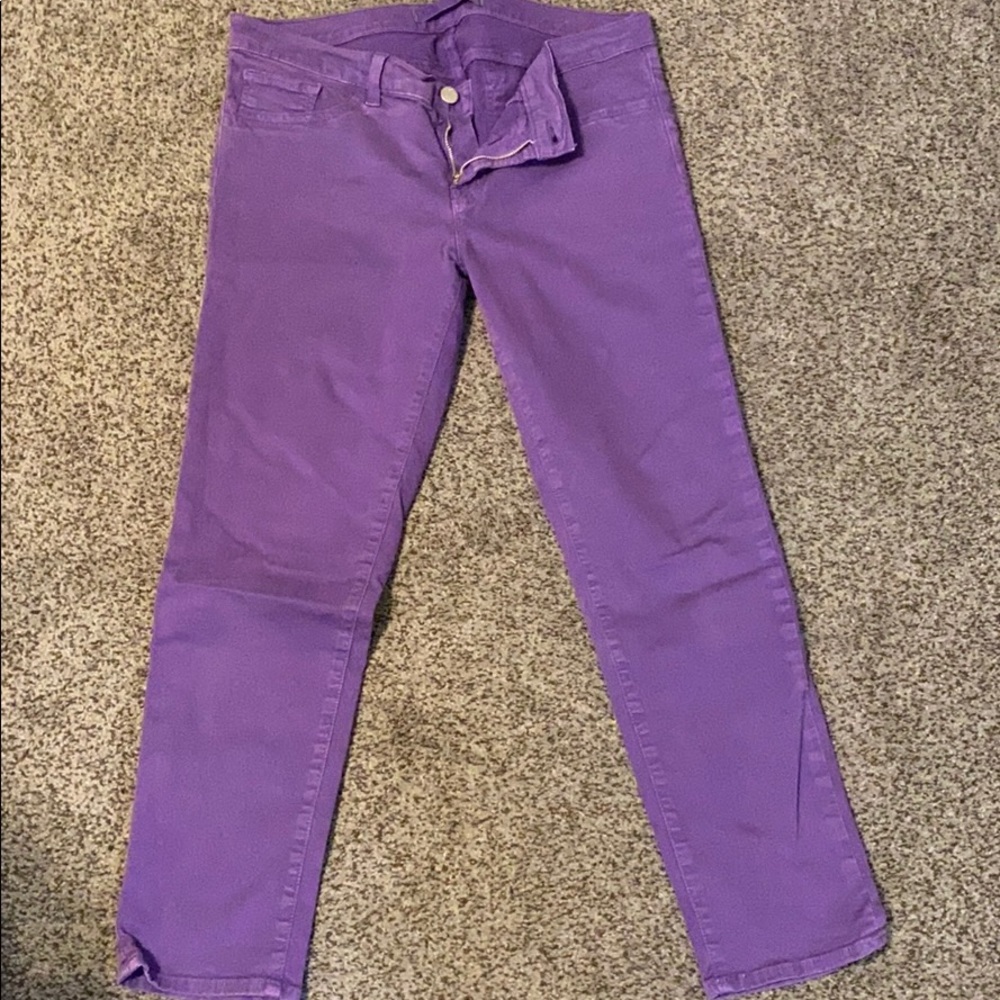 Purple crop skinny jeans
